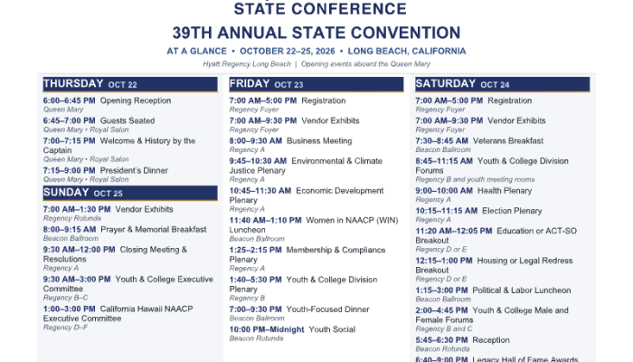CA HI NAACP Convention Schedule
